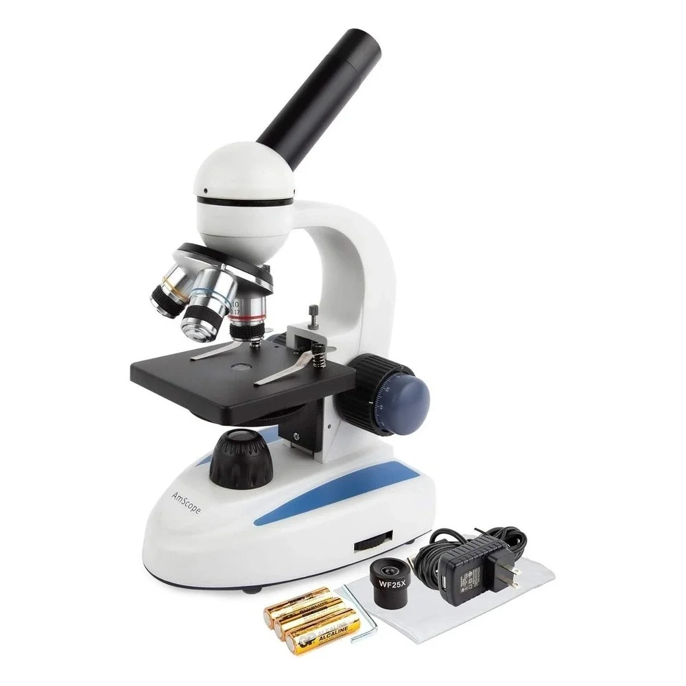 AmScope M158C 40X-1000X C&F Compound Microscope with Metal Frame and‎ Glass Lens